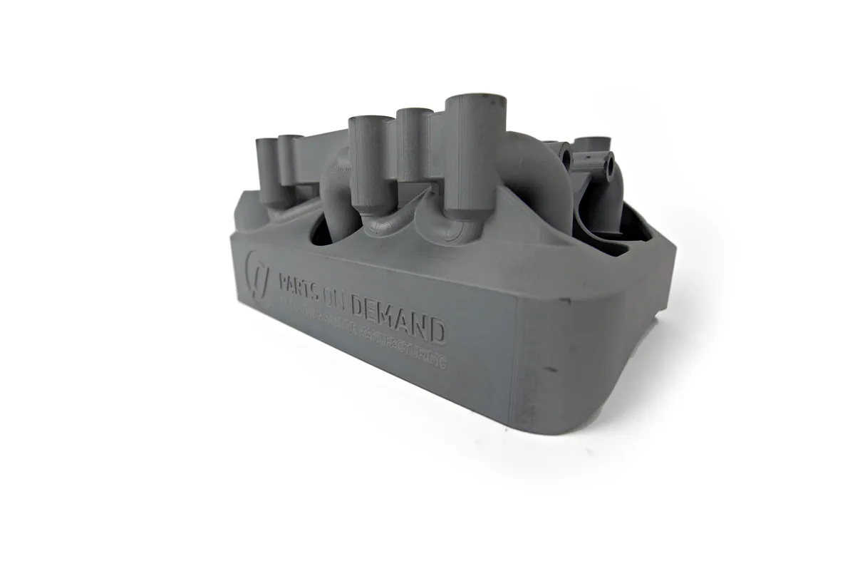 950HD manifold, SLS 3D-printed in anthracite
